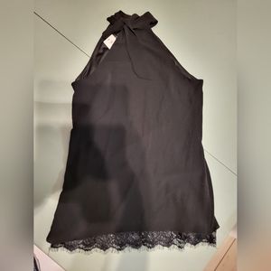 Black Halter-top with bow at neck - Size Small